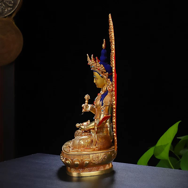 Vajrasattva Brass Statue – Full Gilded Nepal-Style Tibetan Buddhist Deity, 25cm / 36cm / 55cm (9.8” / 14.2” / 21.7”) Height