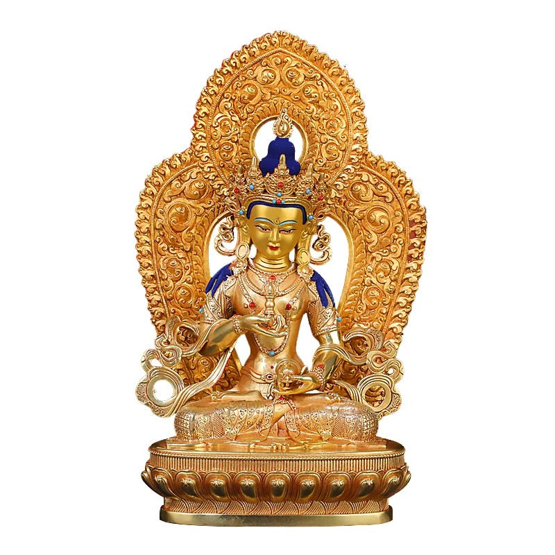 Vajrasattva Brass Statue – Full Gilded Nepal-Style Tibetan Buddhist Deity, 25cm / 36cm / 55cm (9.8” / 14.2” / 21.7”) Height