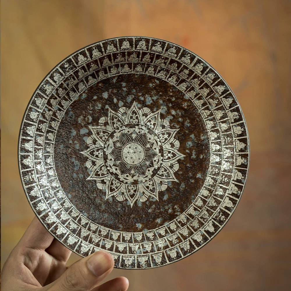 Dunhuang Thousand Buddha Silver-Plated Lotus Incense Burner