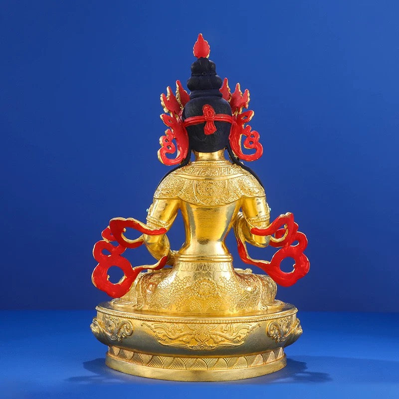 Vajrasattva Brass Statue – Full Gilded Nepal-Style Tibetan Buddhist Deity, 16cm / 21cm / 33cm (6.3” / 8.3” / 13”) Height