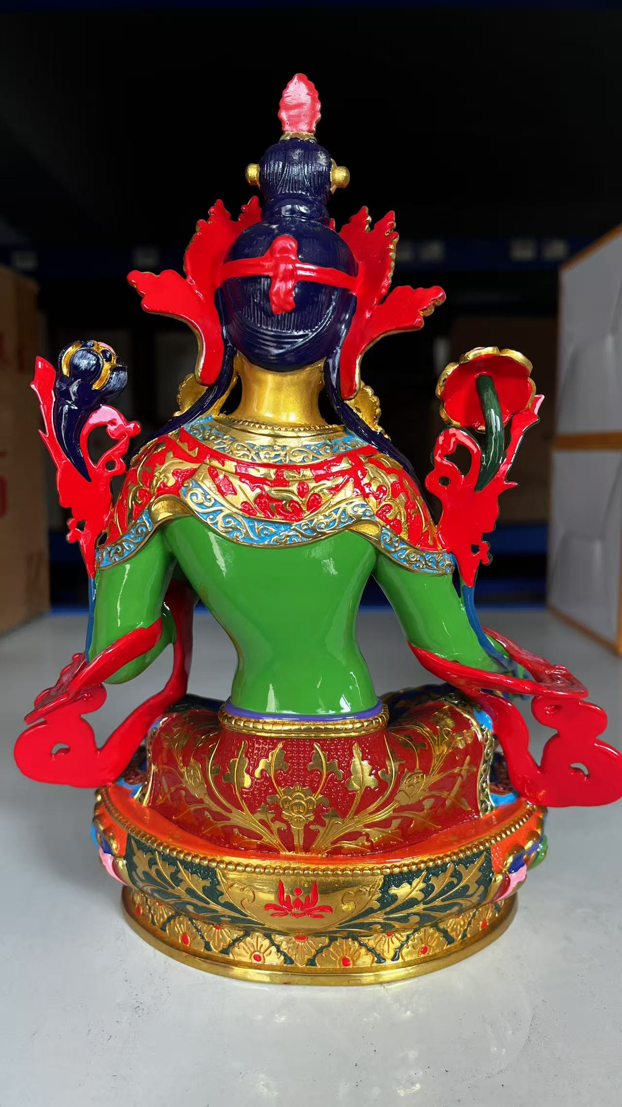 Green Tara Brass Statue – Hand-Painted Tibetan Buddhist Deity, 16cm / 21cm / 33cm (6.3” / 8.3” / 13”) Height