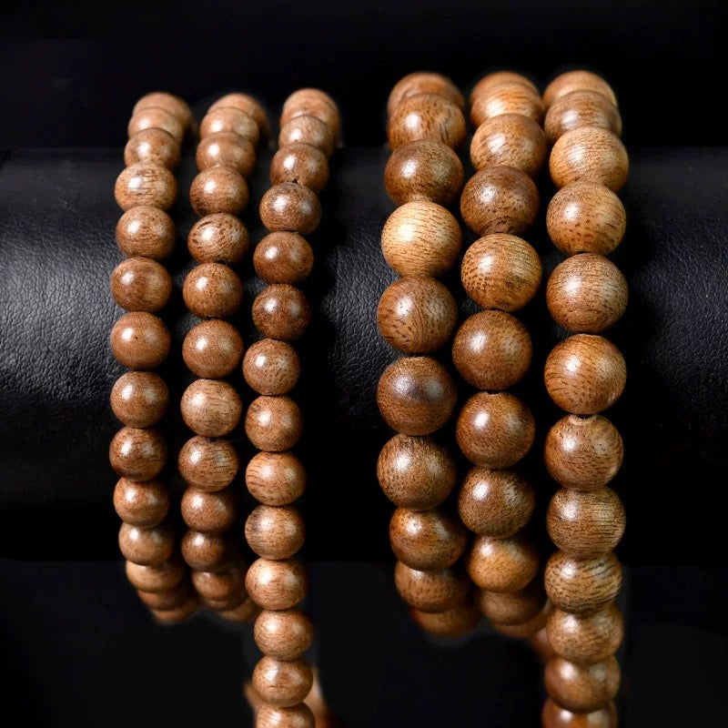 Authentic Kalimantan Agarwood 108-Bead Mala Bracelet / Necklace – 8mm, Meditation & Spiritual