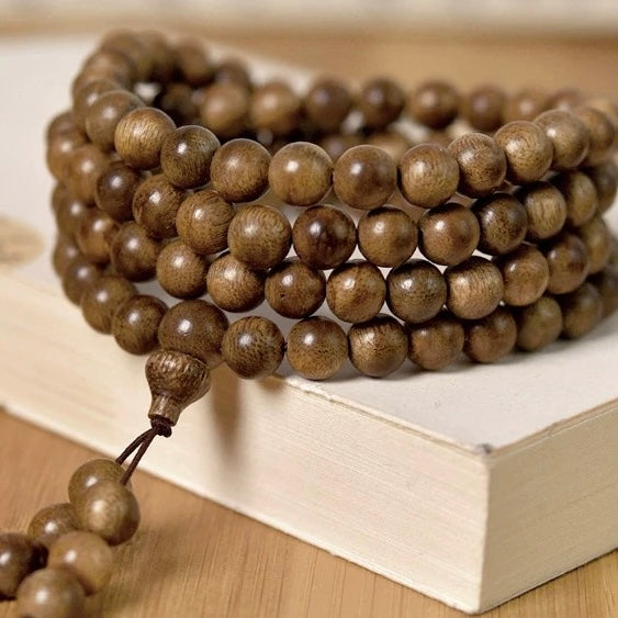 Authentic Kalimantan Agarwood 108-Bead Mala Bracelet / Necklace – 8mm, Meditation & Spiritual