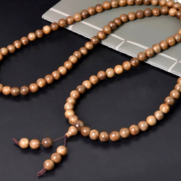 Authentic Kalimantan Agarwood 108-Bead Mala Bracelet / Necklace – 8mm, Meditation & Spiritual