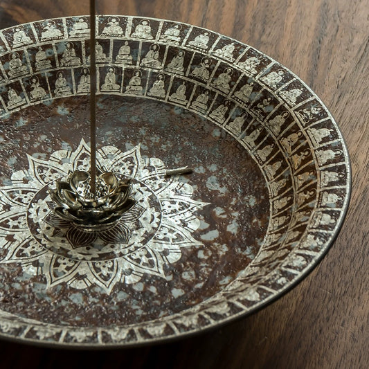 Dunhuang Thousand Buddha Silver-Plated Lotus Incense Burner
