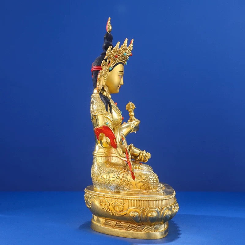 Vajrasattva Brass Statue – Full Gilded Nepal-Style Tibetan Buddhist Deity, 16cm / 21cm / 33cm (6.3” / 8.3” / 13”) Height
