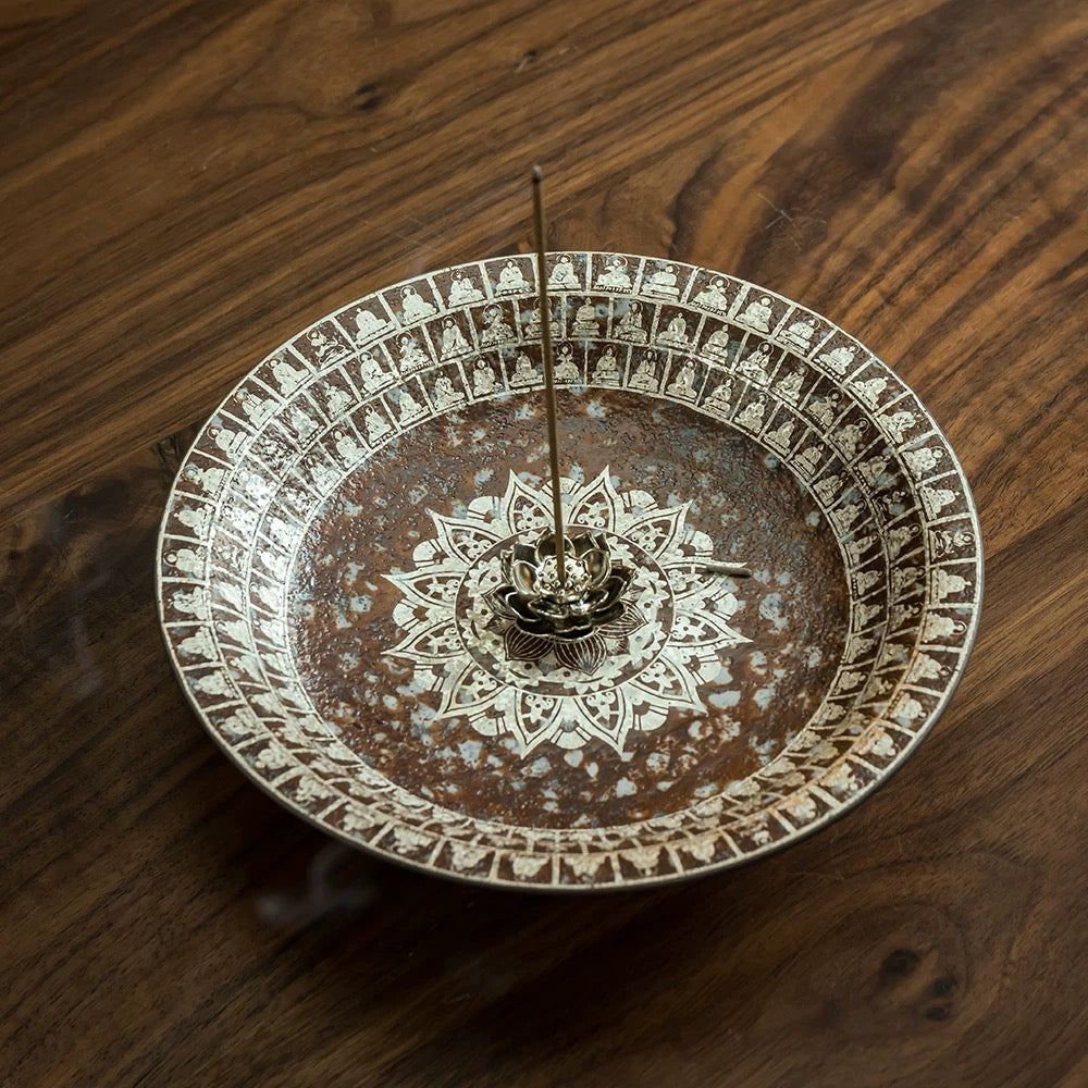 Dunhuang Thousand Buddha Silver-Plated Lotus Incense Burner
