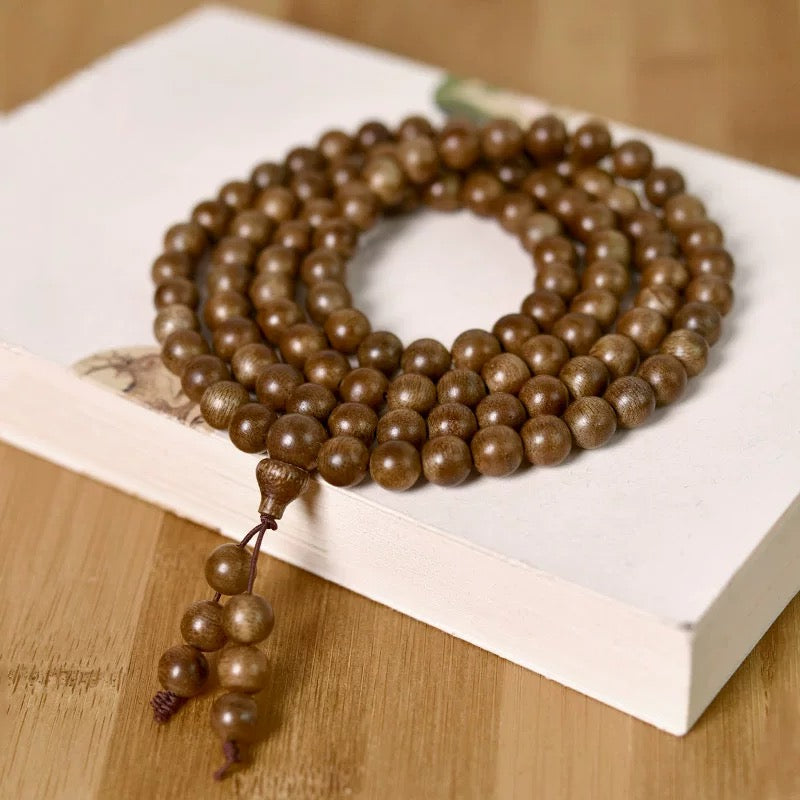 Authentic Kalimantan Agarwood 108-Bead Mala Bracelet / Necklace – 8mm, Meditation & Spiritual