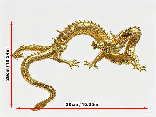 Handcrafted Golden Brass Dragon Statue: Tibetan Feng Shui Decor