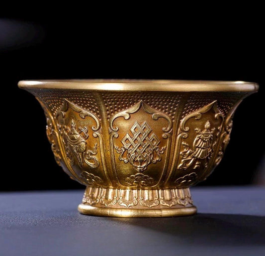 Handcrafted Copper Brass Offering Bowl Tibetan Buddhist Altar Cup for Rituals Meditation Incense Offerings