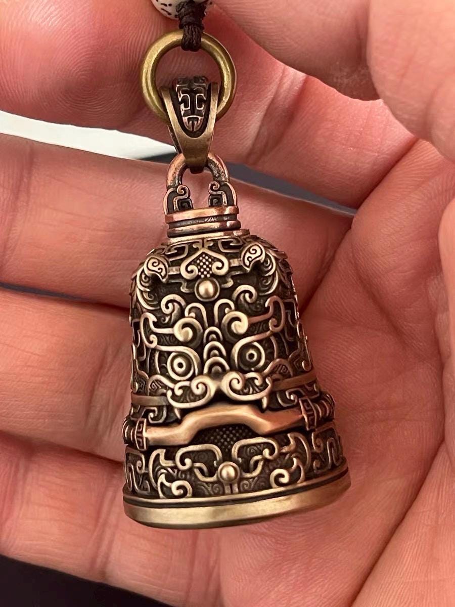 Brass Vajra Bell Pendant Handcrafted Tibetan Buddhist Amulet for Protection Enlightenment Spiritual Jewelry Nepalese Ritual Talisman