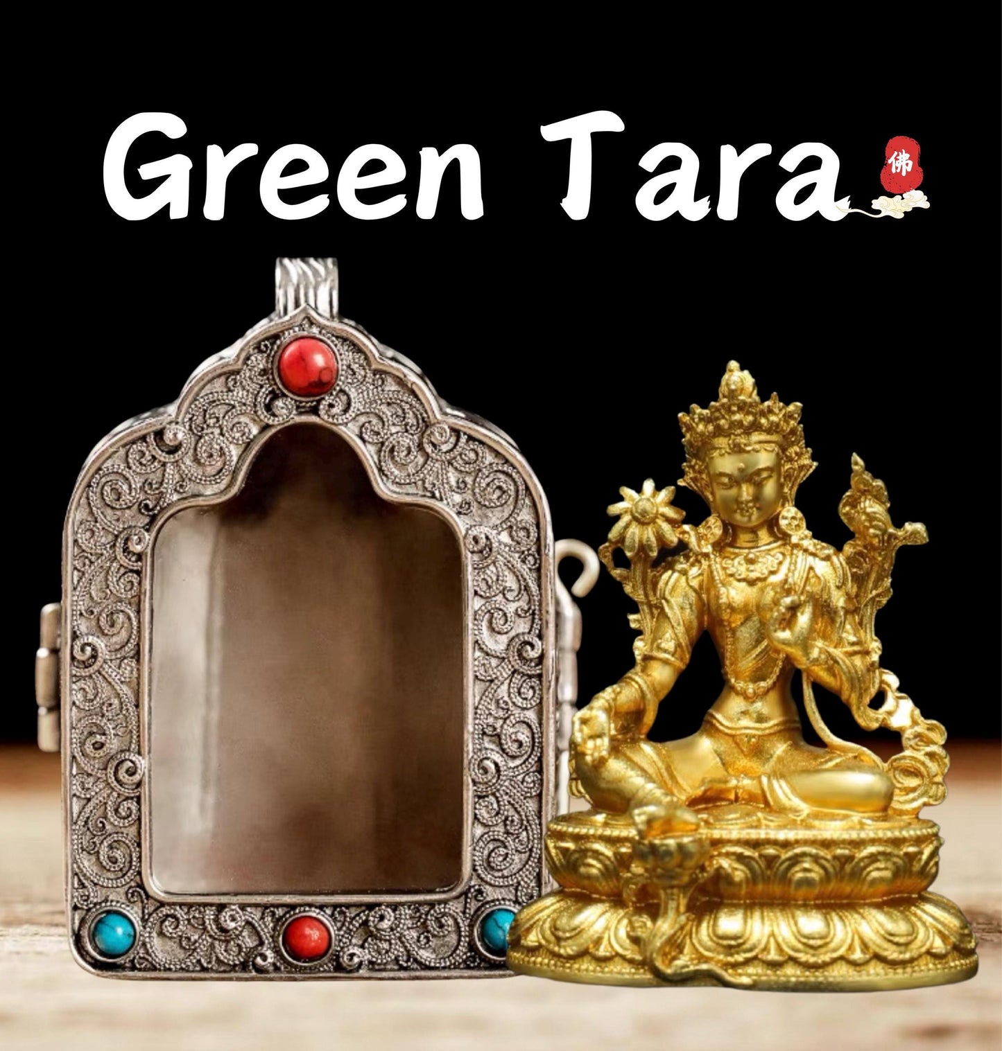 Tibetan Ghau Box Pendant w/Buddha Protector Statue Buddha Gau Solid Brass Amulet Silver Meditation Gift Buddism Practice Spiritual Necklace