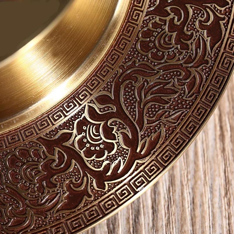 10” Handmade Brass Mandala Offering Set Tibetan Eight Auspicious Symbols, 1 pound free gem included