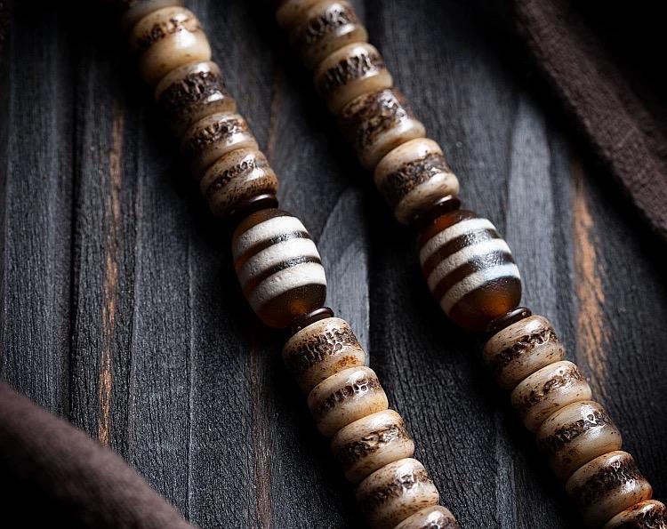 Handcrafted Tibetan Yak Bone Mala Bracelet, 108 Beads Buddhist Prayer Beads for Meditation, Yoga, and Spiritual Healing, Tibetan Jewelry