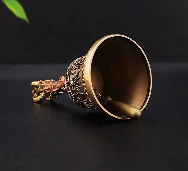 4 to 8 Inches Handcrafted Tibetan Vajra Bell & Dorje Set, Brass, Spiritual Ritual Meditation Buddhist Decor Sacred Power Wisdom Symbol
