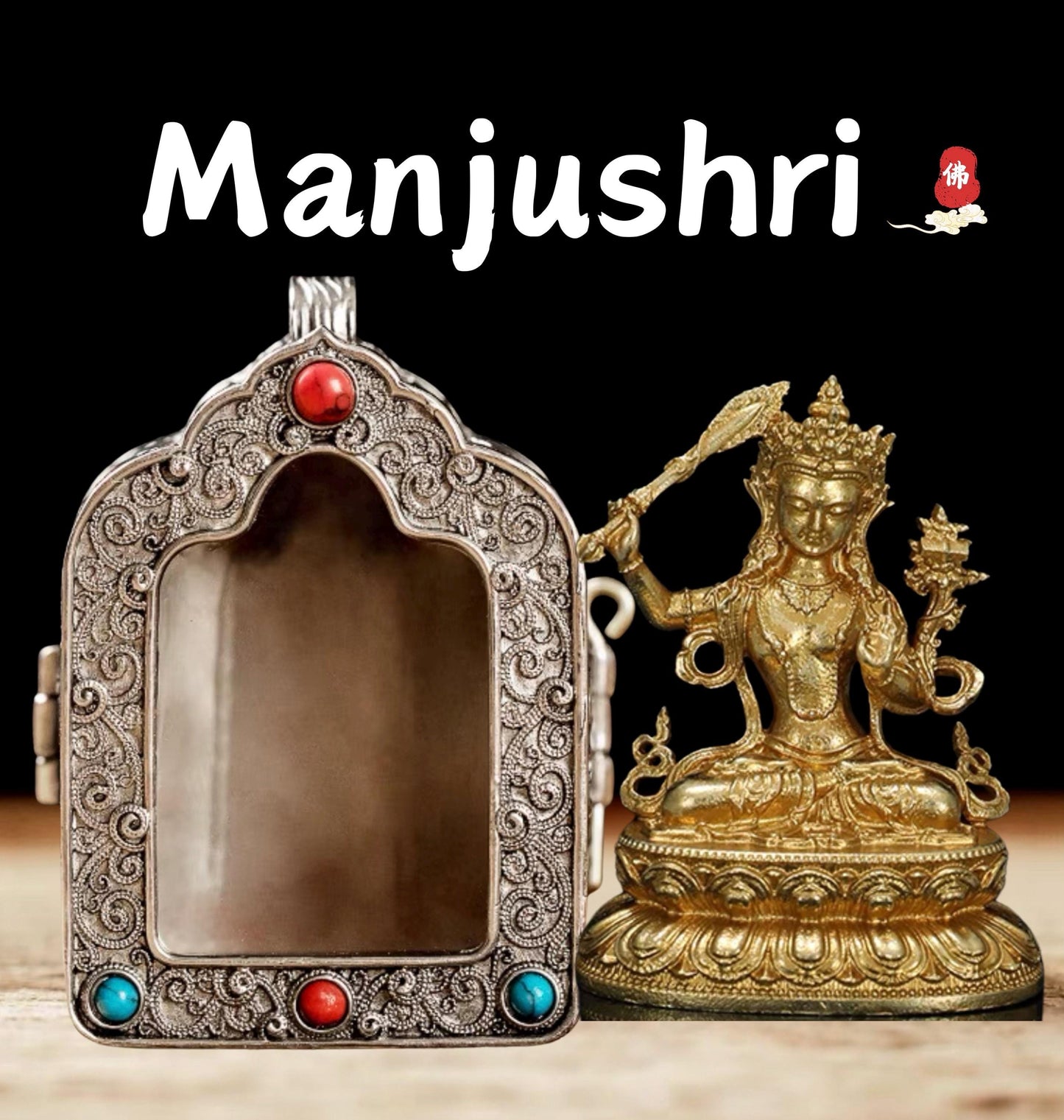 Tibetan Ghau Box Pendant w/Buddha Protector Statue Buddha Gau Solid Brass Amulet Silver Meditation Gift Buddism Practice Spiritual Necklace