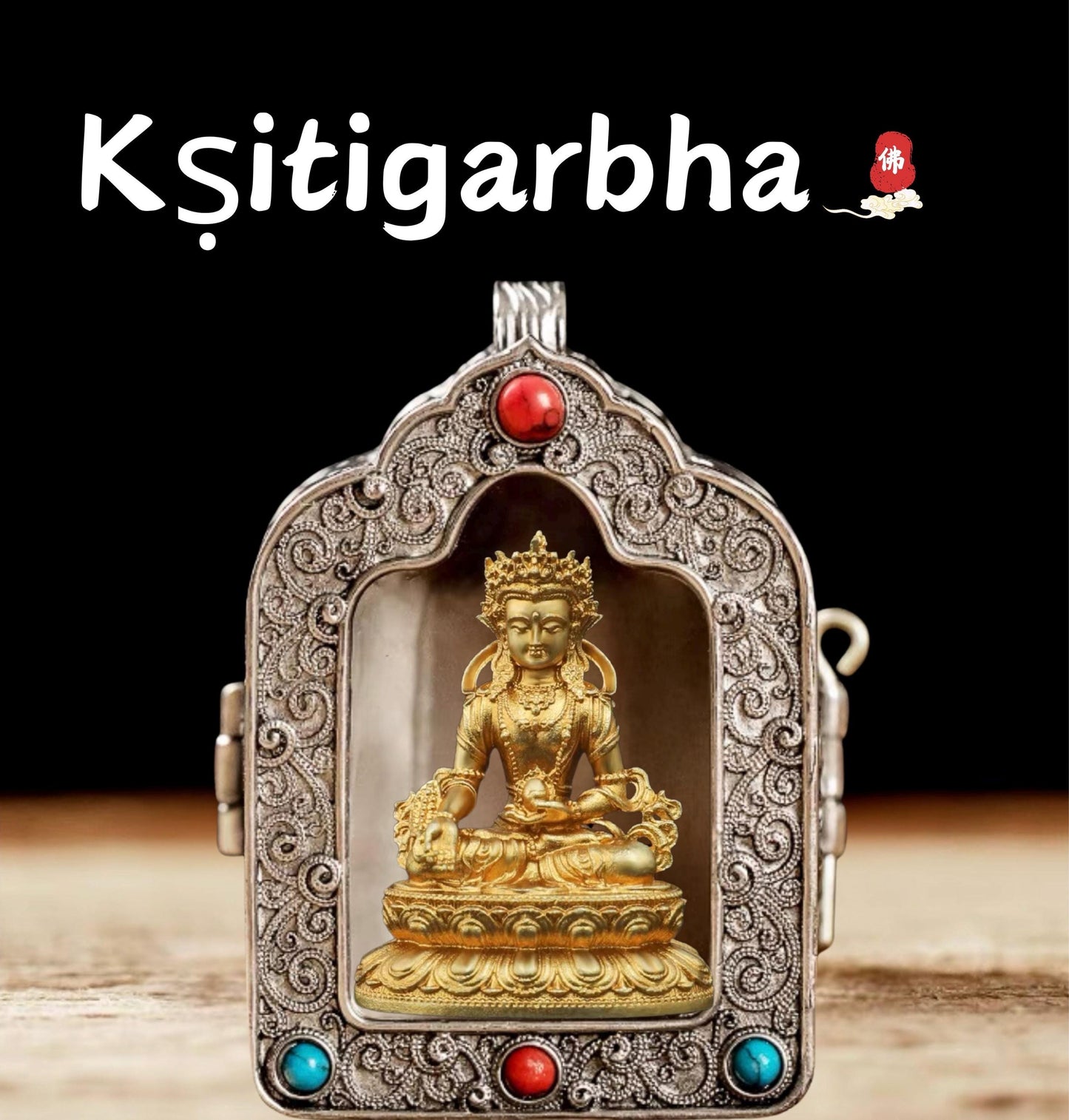 Tibetan Ghau Box Pendant w/Buddha Protector Statue Buddha Gau Solid Brass Amulet Silver Meditation Gift Buddism Practice Spiritual Necklace