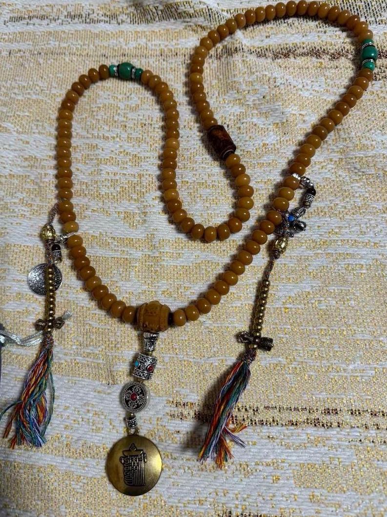 Handcrafted Bodhi Root Mala Beads, 108 Tibetan Prayer Beads Necklace Bracelet with Agate, Spiritual Meditation Jewelry