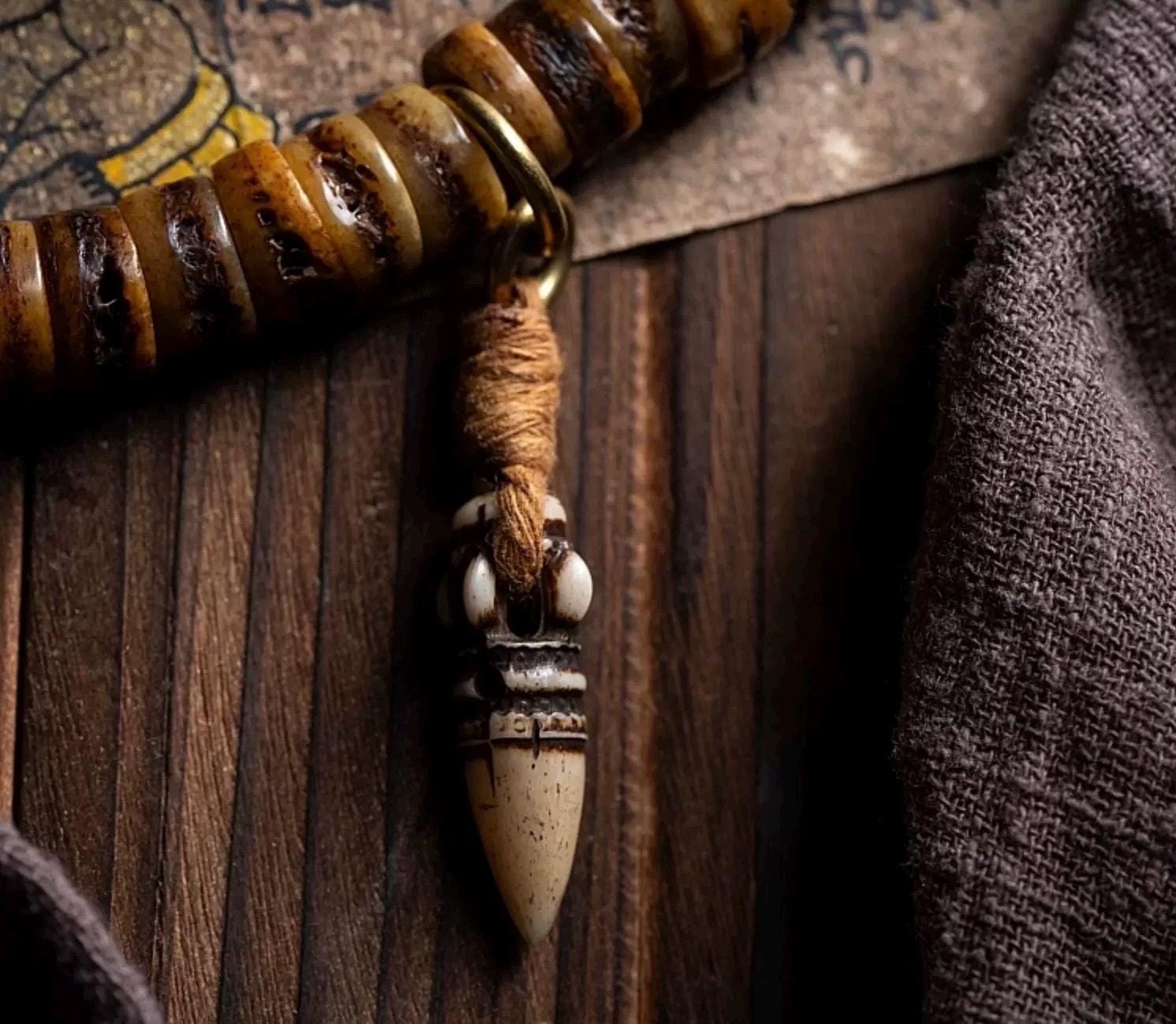 Handcrafted Tibetan Yak Bone Mala Bracelet, 108 Beads Buddhist Prayer Beads for Meditation, Yoga, and Spiritual Healing, Tibetan Jewelry