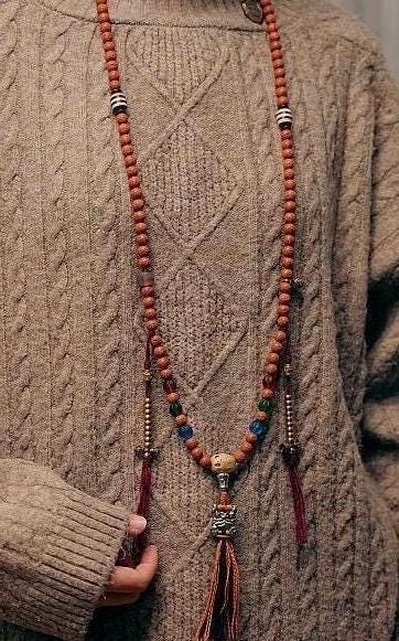 Handcrafted Bodhi toothless 108 Seed Tibetan Mala, Bead Necklace Bracelet for Meditation and Spiritual Practice