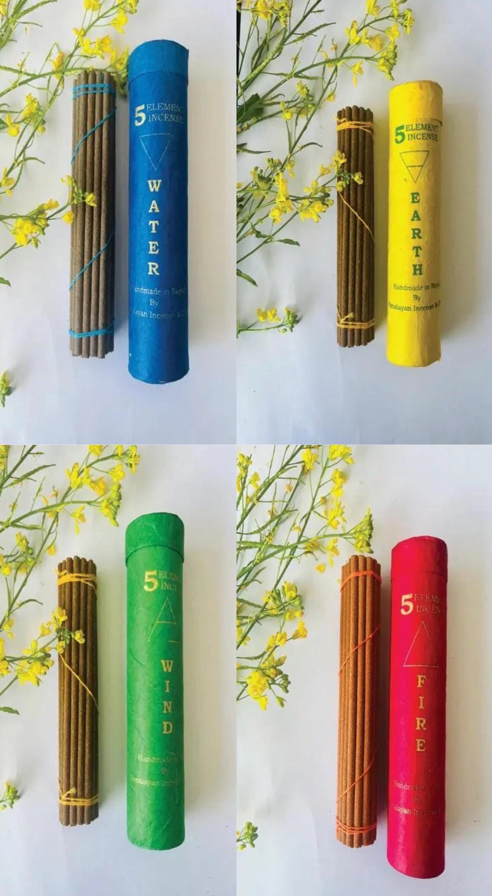 Handcrafted Tibetan Five Element Incense Set, Earth, Water, Fire, Wind, Space Traditional Himalayan Healing Aromatherapy