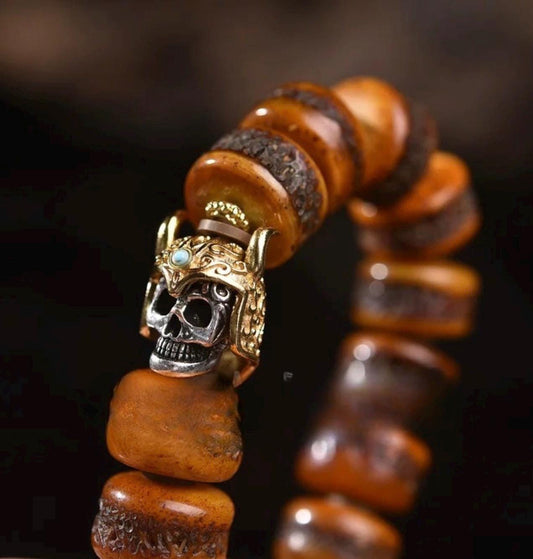 Vintage Tibetan Yak Bone Bracelet, Handcrafted Single-Strand Beads for Men & Women