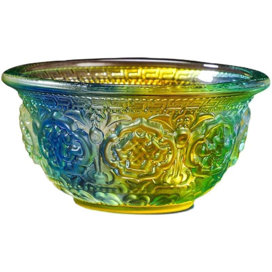 Handcrafted Colorful Glass Offering Bowls for Buddhist Altar Sacred Water Cups for Home Shrine