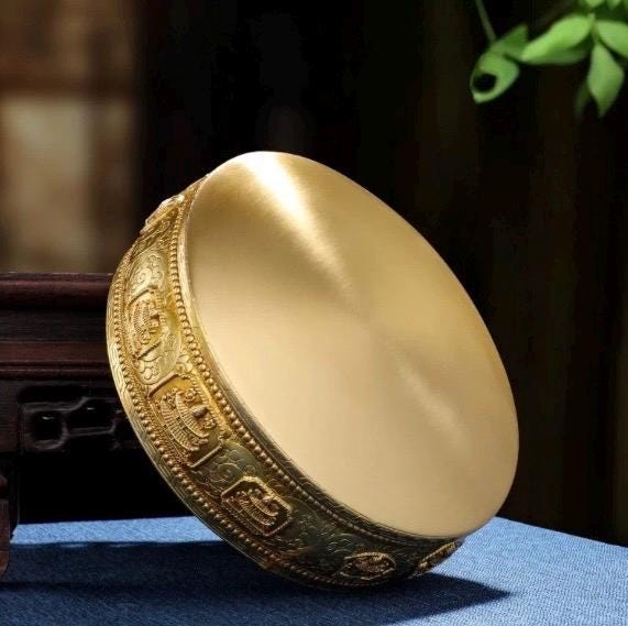 10β Handmade Brass Mandala Offering Set Tibetan Eight Auspicious Symbols, 2 lbs free gem included