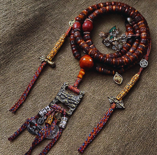 Handcrafted Tibetan Yak Bone Mala Bracelet, 108 Beads Buddhist Prayer Beads for Meditation, Yoga, and Spiritual Healing, Tibetan Jewelry