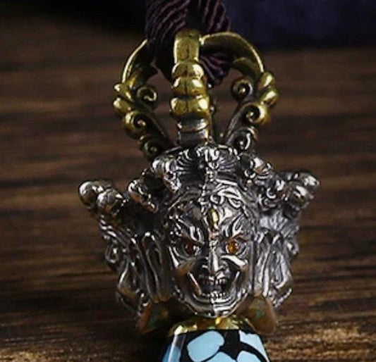 Handcrafted Tibetan Silver Vajra Phurba Pendant | Spiritual Protection Amulet Necklace for Men