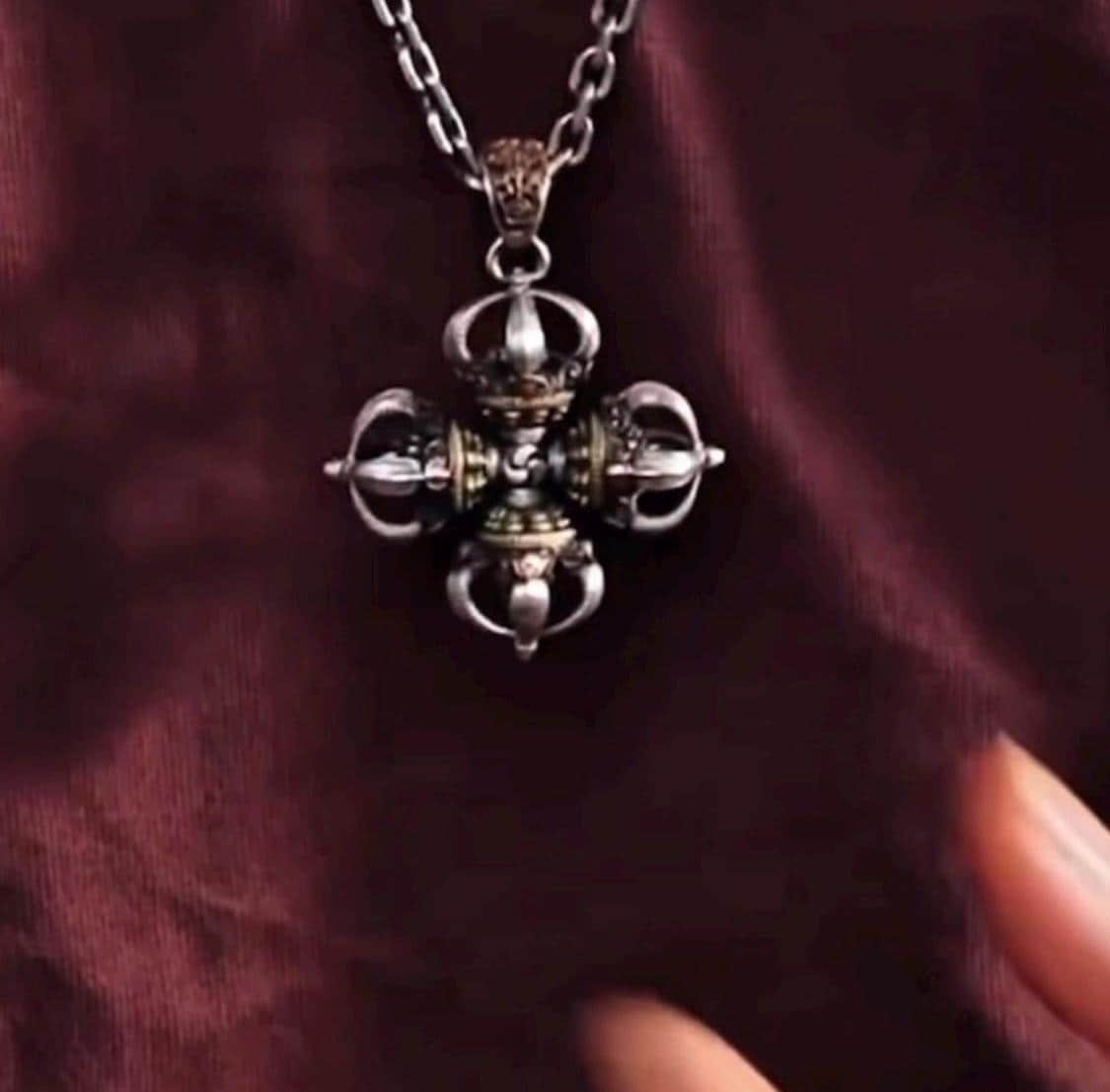 Tibetan Vajra Pendant S925 Silver Buddhist Amulet Protective Dorje Necklace Spiritual Meditation Talisman Handmade Himalayan Jewelry