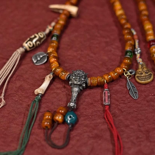 Handcrafted Tibetan Yak Bone Mala Bracelet, 108 Beads Buddhist Prayer Beads for Meditation, Yoga, and Spiritual Healing, Tibetan Jewelry