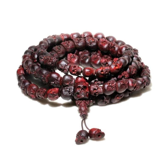 Yak Bone Skull Mala Bracelet: Tibetan Buddhist Prayer Beads
