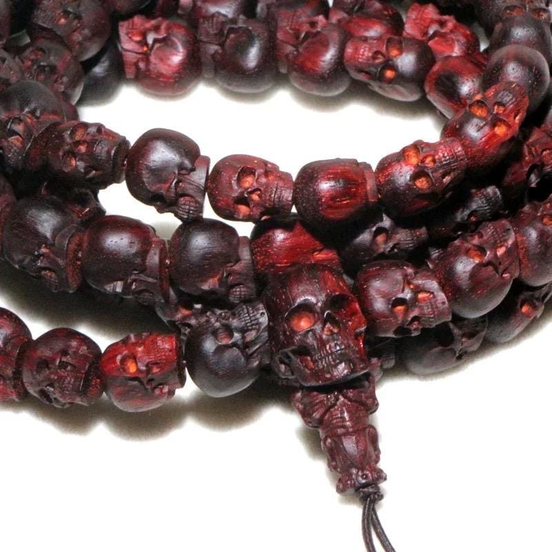 Yak Bone Skull Mala Bracelet: Tibetan Buddhist Prayer Beads