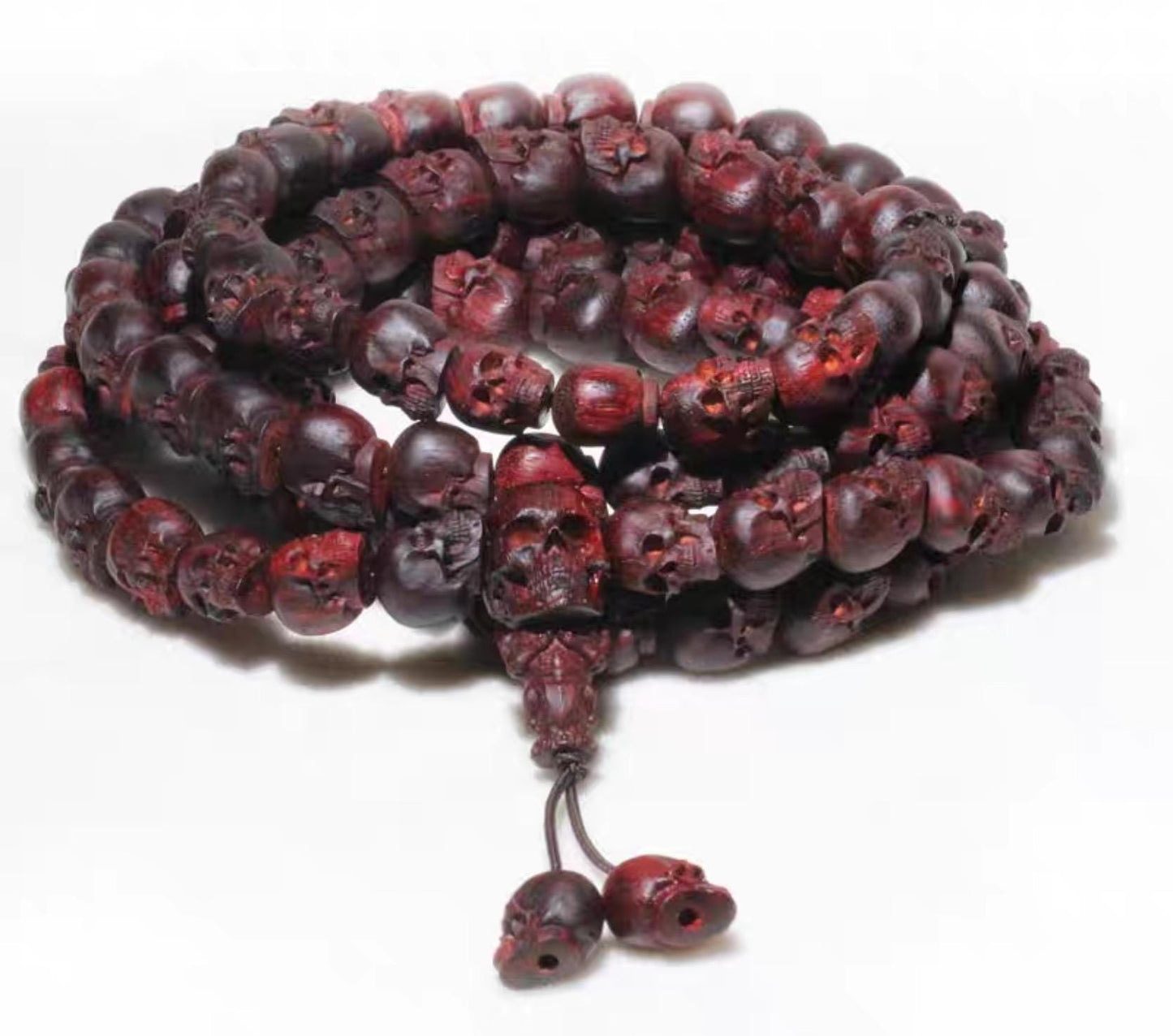 Yak Bone Skull Mala Bracelet: Tibetan Buddhist Prayer Beads