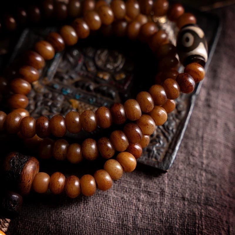 Handcrafted Yak Bone Mala Bracelet: Tibetan Prayer Beads, Spiritual Jewelry