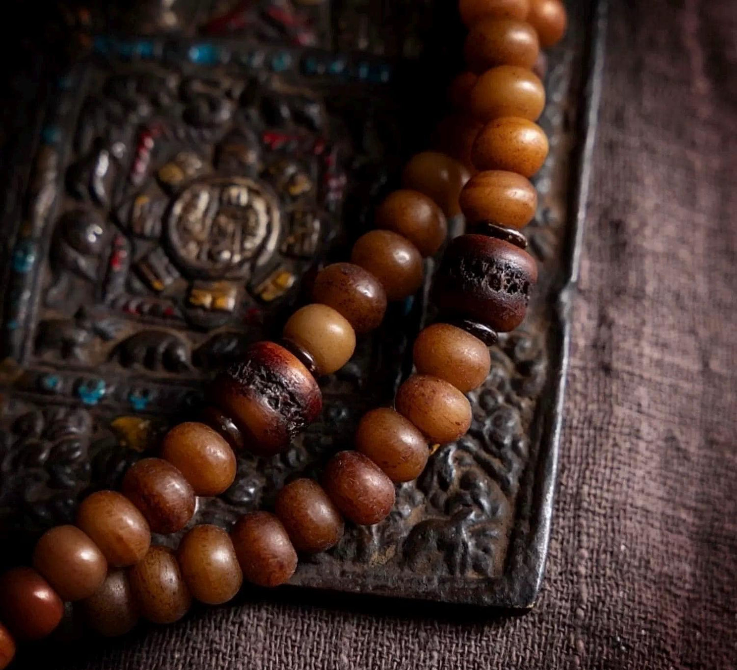 Handcrafted Yak Bone Mala Bracelet: Tibetan Prayer Beads, Spiritual Jewelry