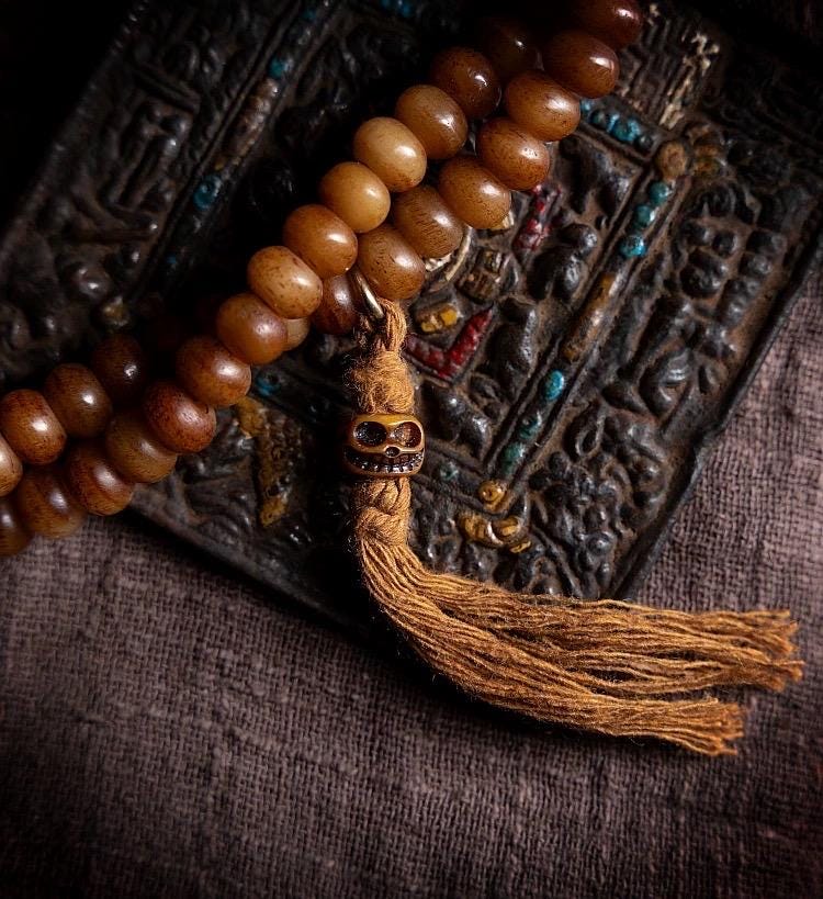 Handcrafted Yak Bone Mala Bracelet: Tibetan Prayer Beads, Spiritual Jewelry