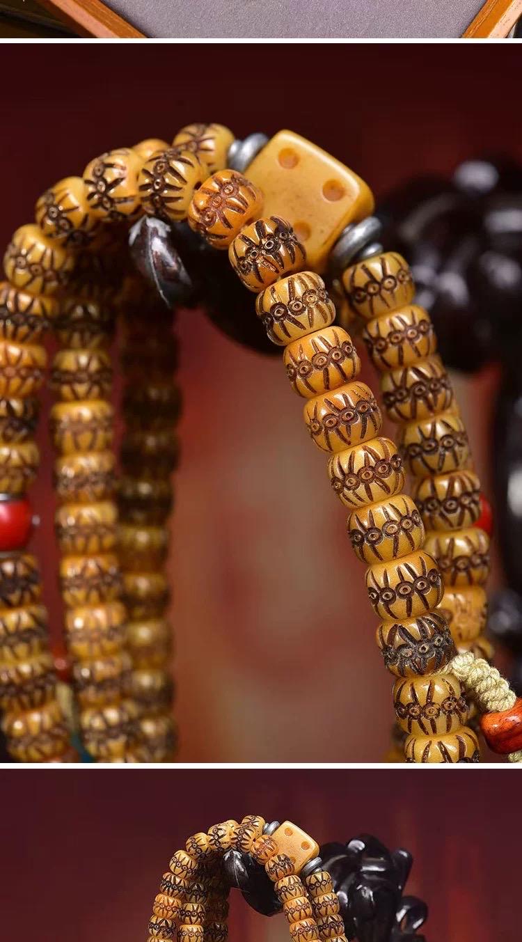 Handcrafted Reclaimed Yak Bone Tibetan Mala: Meditation Necklace Bracelet