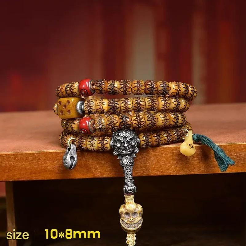 Handcrafted Reclaimed Yak Bone Tibetan Mala: Meditation Necklace Bracelet