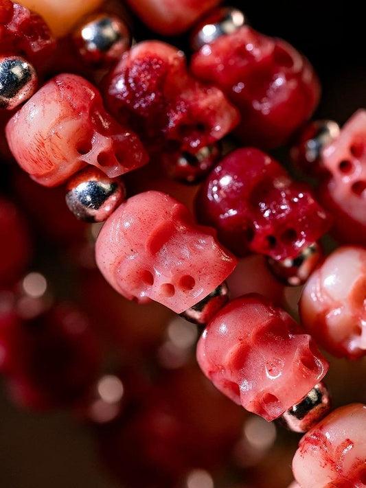 Natural Reclaimed Camel Bone Skull Bracelet