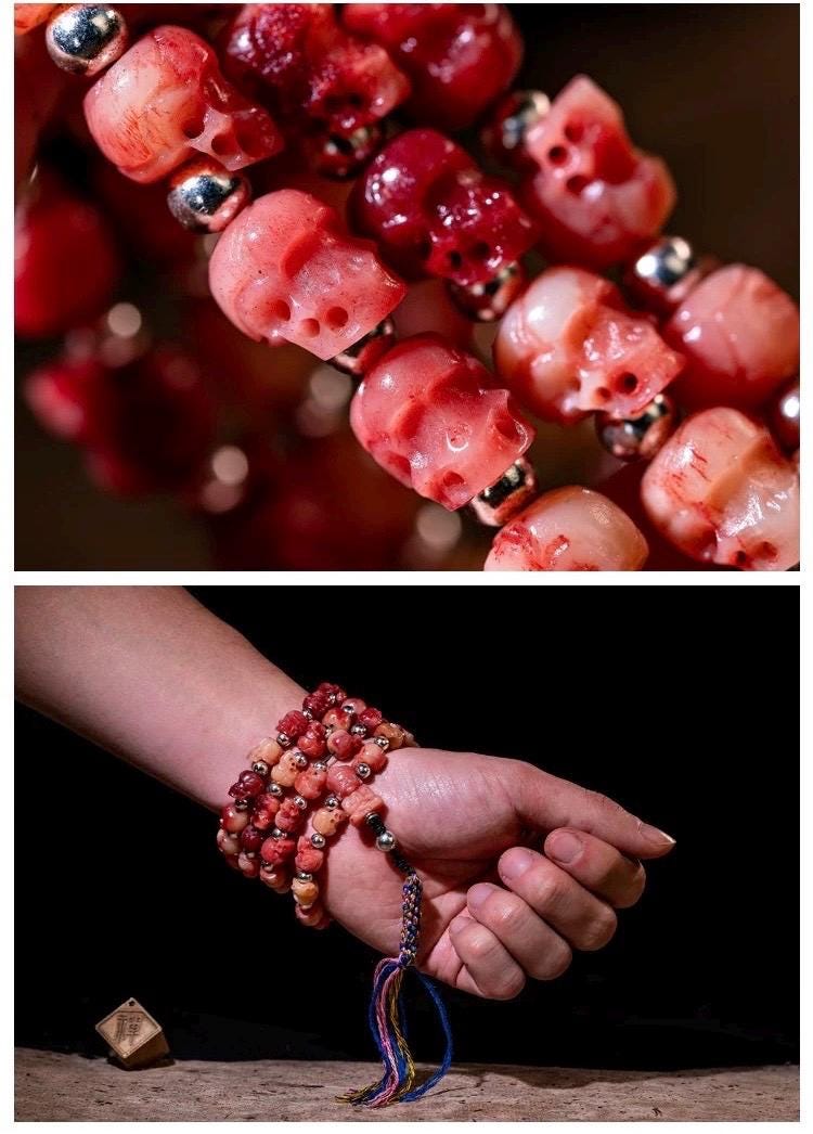 Natural Reclaimed Camel Bone Skull Bracelet