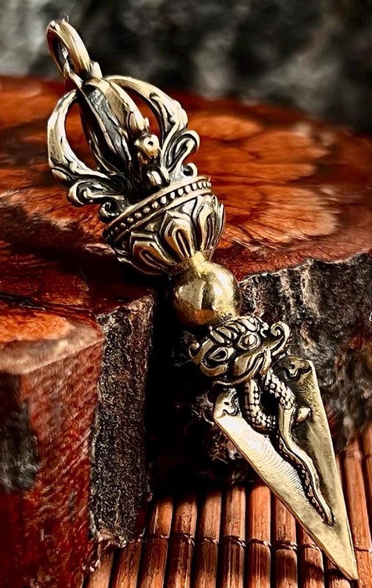 Vajra Keychain Pendant | Brass Buddhist Amulet w/ Free keychain