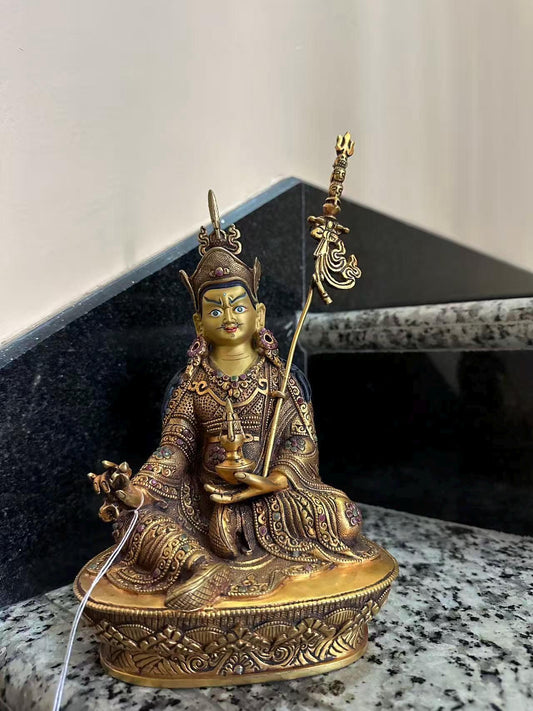 Padmasambhava (Guru Rinpoche) Statue – 23cm | Shakya Clan Inspired Buddhist Sculpture | Tibetan Himalayan Art