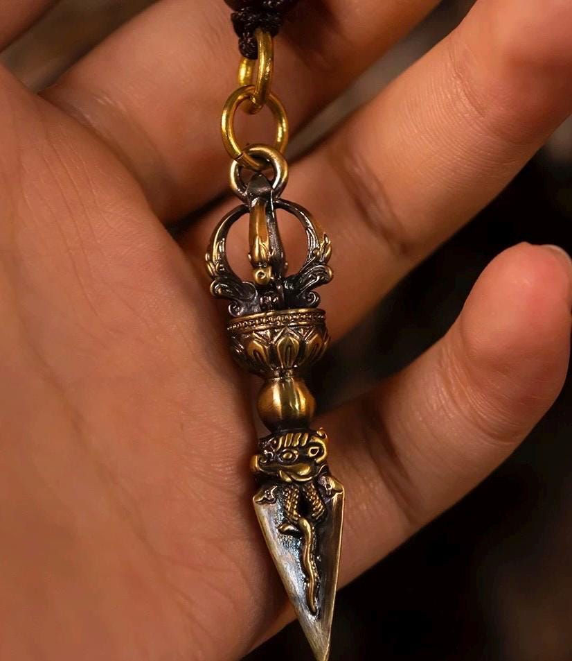 Vajra Keychain Pendant | Brass Buddhist Amulet w/ Free keychain