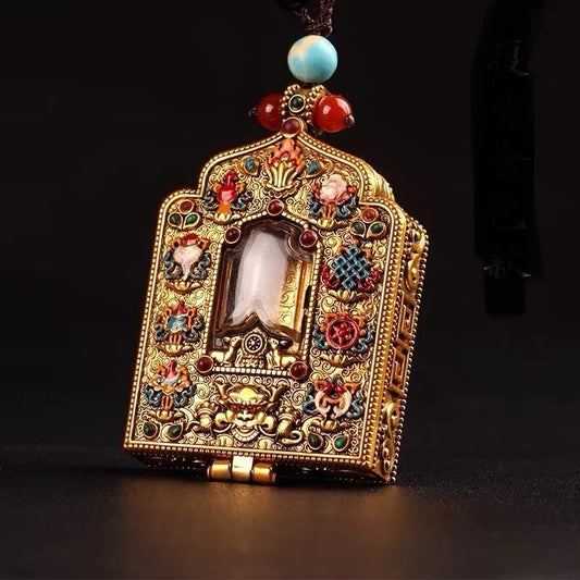 Handmade Tibetan Brass Ghau Necklace: Buddhist Amulet Locket