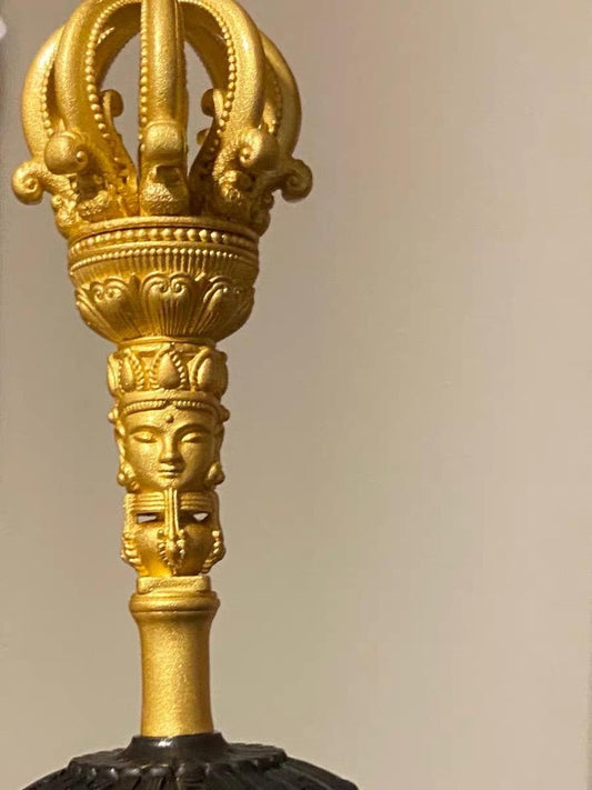 Handcrafted Tibetan Brass Bell 5 or 9 prong Dorje Set