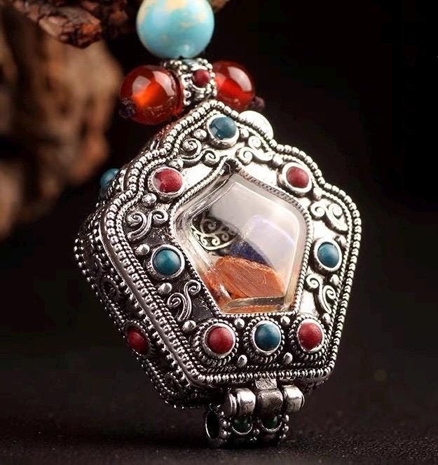 Tibetan Ghau Prayer Box Necklace | Buddhist Amulet Pendant | Handmade Brass Ghau Locket