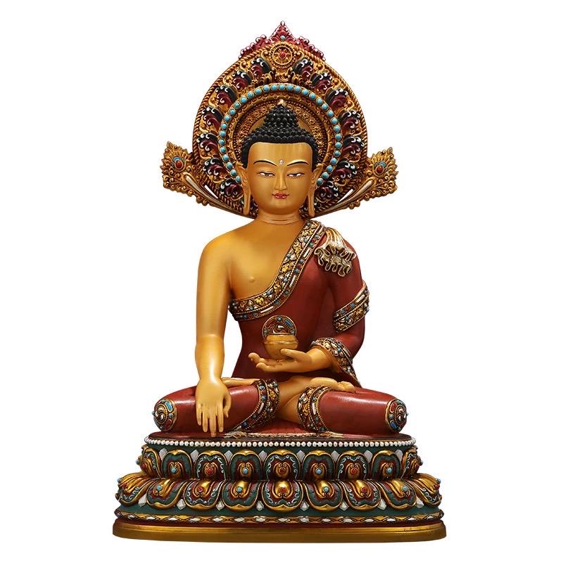 Handcrafted Shakyamuni Buddha Statue: Tibetan Brass Deity
