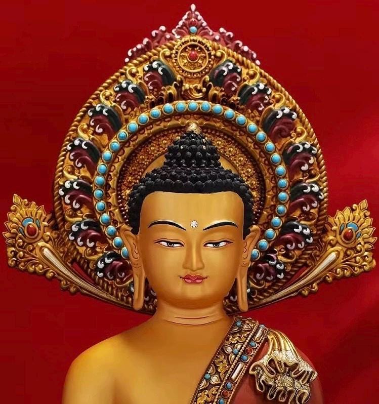 Handcrafted Shakyamuni Buddha Statue: Tibetan Brass Deity